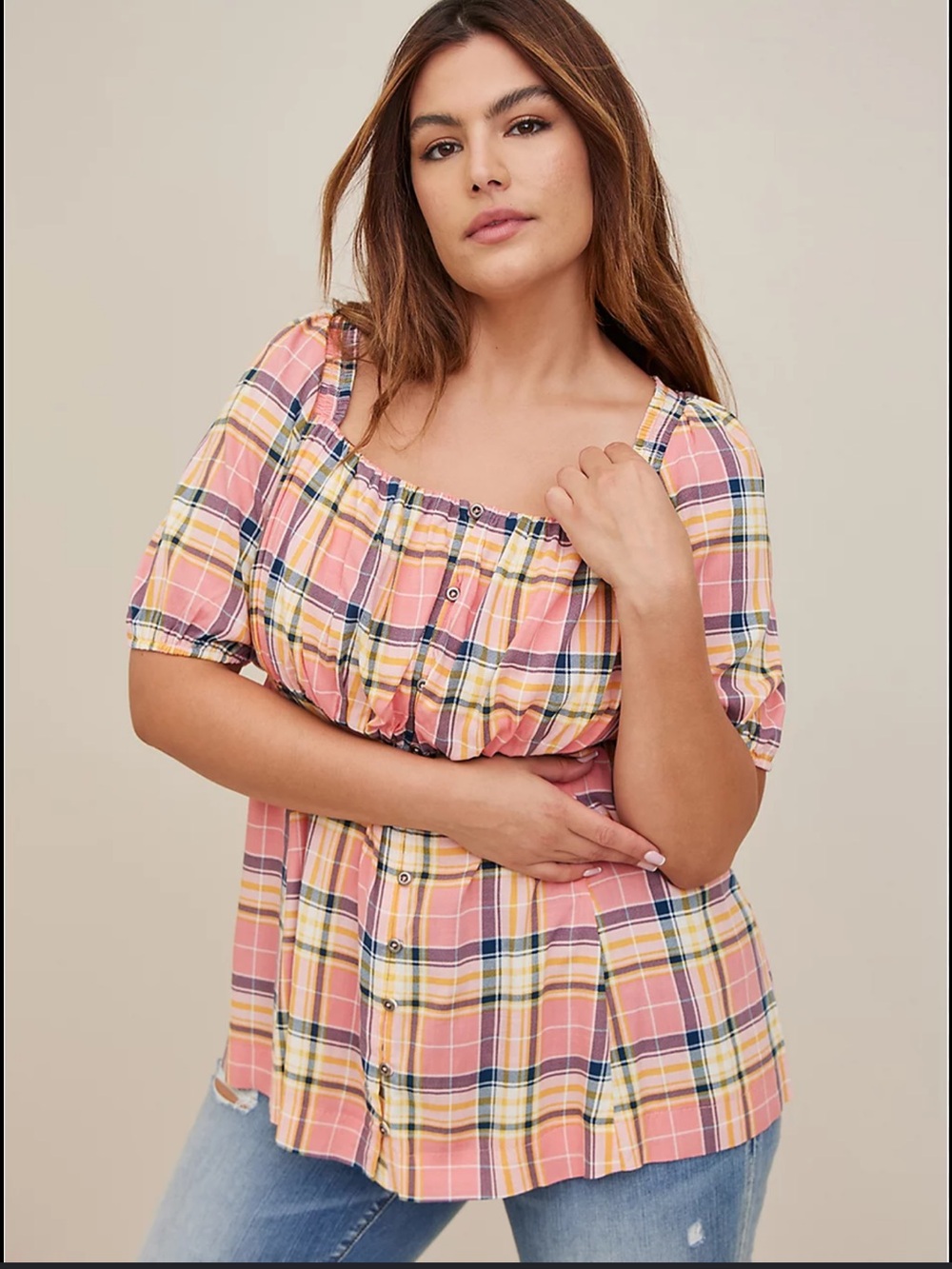 Torrid Plaid Babydoll Top